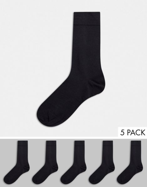 River Island - Schwarze Socken im 5er-Pack-Weiß
