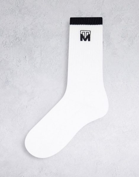 Topman - Hohe Socken in Weiß mit Monogramm