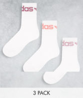 adidas Originals - Crew-Socken in Weiß und sanftem Karmesinrot mit umgeschlagenem Schaft im 3er-Pack