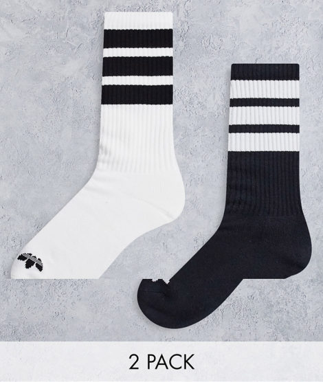 adidas Originals - Graphics - 2er-Pack Socken in Schwarz und Weiß mit drei Streifen