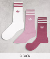 adidas Originals - adicolor - 3er-Pack Crew-Socken in dezentem Purpurrot-Lila