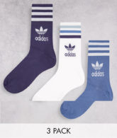 adidas Originals - adicolor - 3er-Pack Socken in Schatten/Marineblau-Bunt