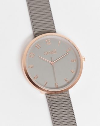 Anaii - Uhr in Grau mit Netzarmband und grauem Zifferblatt