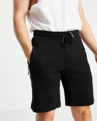 Armani Exchange - Jersey-Shorts mit rückseitigem Logo in Shorts in Schwarz