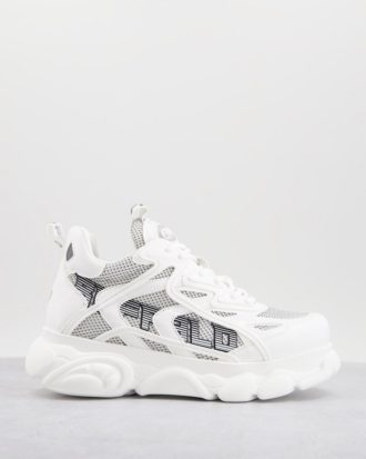 Buffalo - Cloud Grid - Sneaker aus veganem Material in Weiß mit dicker Sohle