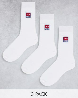 Diesel - 3er-Pack Socken in Weiß mit Logo