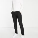Topman - Eng geschnittene Hose aus recyceltem Polyester in Schwarz