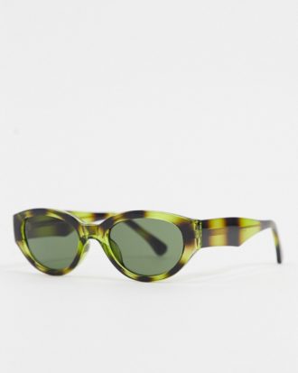 A.Kjaerbede - Runde Retro-Sonnenbrille in grünem Schildpatt-Design-Braun
