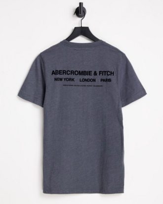 Abercrombie & Fitch - Dunkelgraues T-Shirt mit Logoprint am Rücken