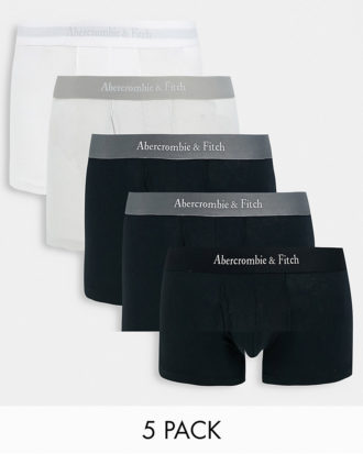 Abercrombie & Fitch - Unterhosen in Schwarz, Weiß, mit Streifen und in Grau mit Logobund im 5er-Pack-Bunt