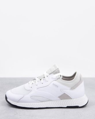 BOSS - Titanium Runn - Leder-Sneaker in Weiß mit leichter Sohle