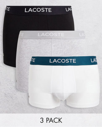 Lacoste - 3er-Pack Unterhosen in Weiß/Grau/Schwarz-Bunt