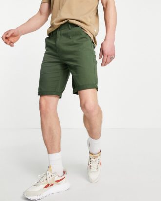 Le Breve - Chino-Shorts in Khaki-Grün