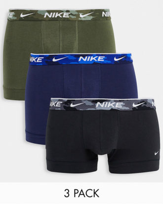Nike - 3er-Pack Unterhosen aus Baumwoll-Stretch in Schwarz/Khaki/Marineblau-Mehrfarbig