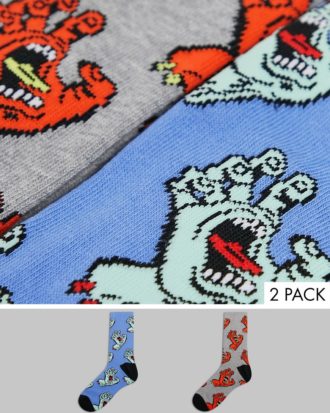 Santa Cruz - 2er-Pack mehrfarbige Socken mit Hand-Motiv