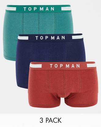 Topman - 3er-Pack Unterhosen in Marine/Grün/Rot-Mehrfarbig