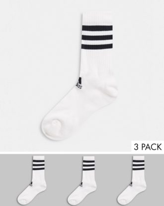 adidas Training - 3er-Pack Socken in Weiß mit 3 Streifen