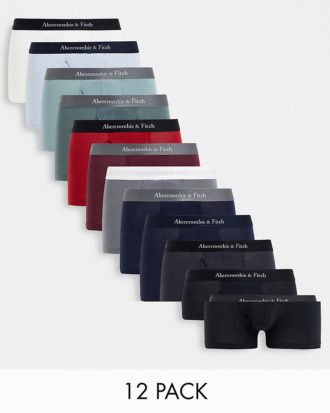 Abercrombie & Fitch - 12er-Multipack verschiedenfarbige Unterhosen mit farblich abgesetztem Logobund-Bunt