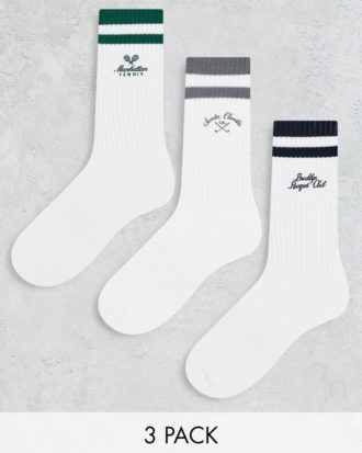 Abercrombie & Fitch - 3er-Pack Retro-Club-Socken in Weiß