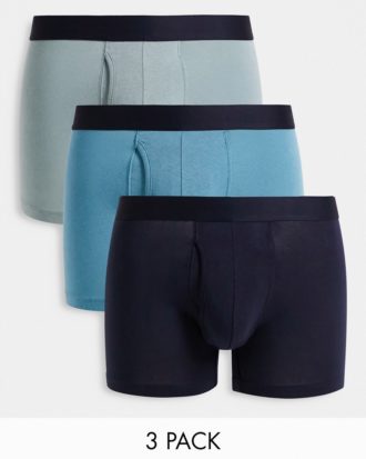 Abercrombie & Fitch - 3er-Pack Unterhosen in Blau/Schwarz mit kontrastierendem Logobund