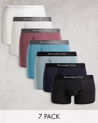 Abercrombie & Fitch - Mehrfarbige Unterhosen mit farblich abgesetztem Logobund im 7er-Pack-Bunt