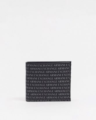 Armani Exchange - Geldbörse in Schwarz mit durchgängigem Logoprint