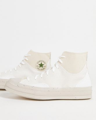 Converse - Chuck 70 Renew HI Ideal Craft - Sneaker aus Canvas in Naturfarbe-Weiß
