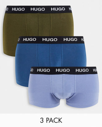 HUGO - Unterhosen in Marineblau/Blau/Khaki im 3er-Pack-Mehrfarbig