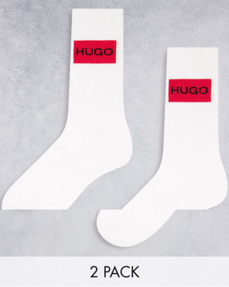 Hugo - Socken mit Logo in Weiß, 2er-Pack