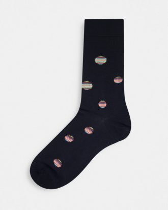 Paul Smith - Socken in Marineblau mit gestreiften Punkten