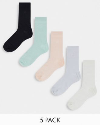 River Island - 5er-Pack mehrfarbige Socken-Bunt