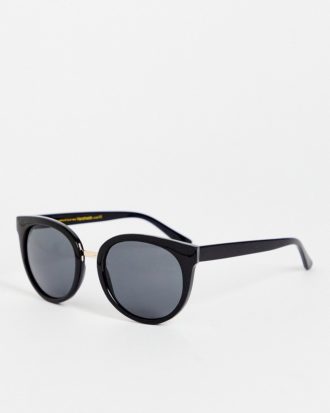 A.Kjaerbede - Gray - Runde Cat-Eye-Sonnenbrille in Schwarz