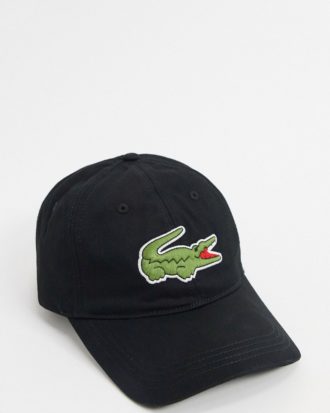 Lacoste - Baseball-Kappe mit großem Krokodil in Schwarz