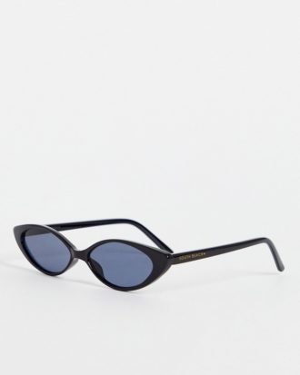 South Beach - Cat-Eye-Sonnenbrille in Schwarz mit schmalem Rahmen im Stil der 90er