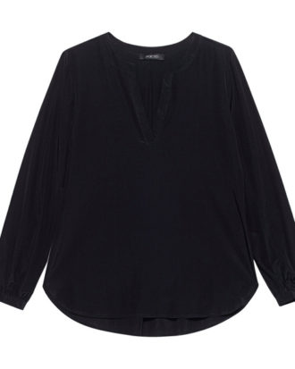 Silk V Neck Black